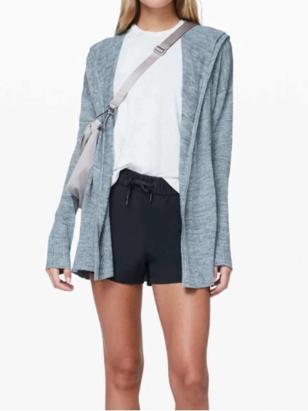 Lulu Lemon Calm & Collected Wrap Lightweight Heathered Open Cardigan in Blue